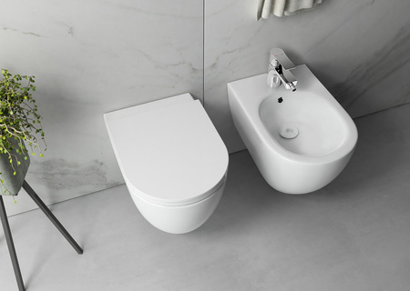 INFINITY miska WC wisząca, Rimless, 36,5x53cm, biały mat