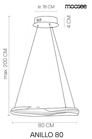 MOOSEE lampa wisząca ANILLO 80 czarny     chrom