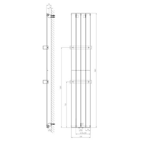 COLONNA grzejnik 298x1800mm, biały