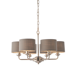 Highclere 6 Pendant Lght Nckel & Chrcoal 300-900mm