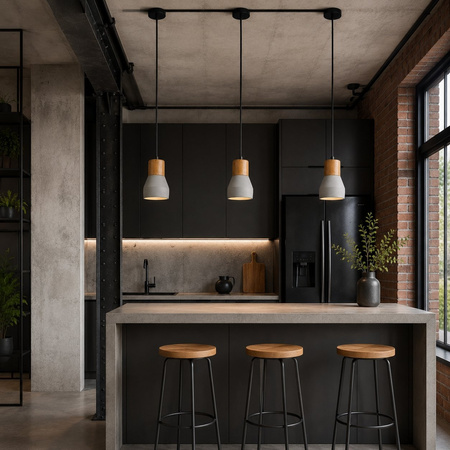 Lampa wisząca CONCRETE  12 cm- szary beton, drewno