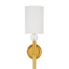 Lampa ścienna DAMA 92 cm-  złoty kinkiet z białym abażurem