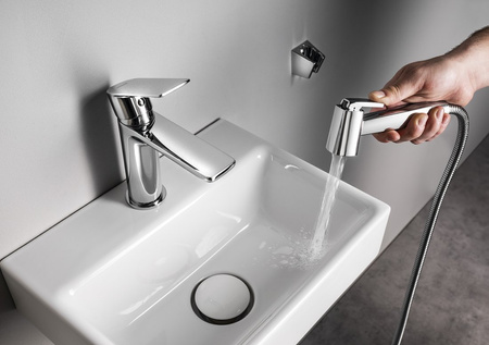 Bateria umywalkowa z prysznicem bidetowym, chrom