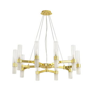 Lampa wisząca CANDELA-10, 85 cm - 10-ramienna oprawa sufitowa złota