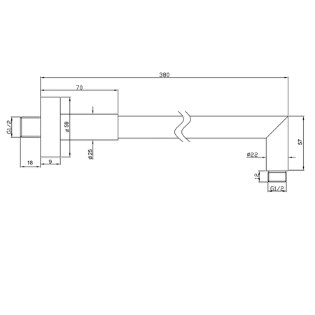 Ramię prysznicowe, okrągły, 380mm, chrom