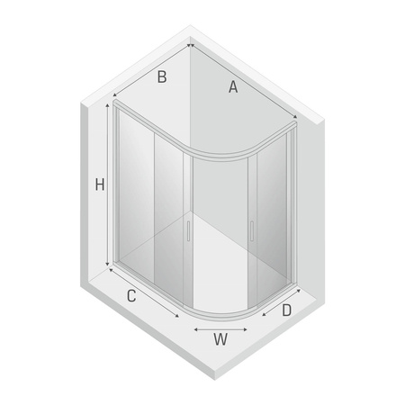 KABINA NEW MAXIMA ASYMETRYCZNA U 120x85x195 CZYSTE 6mm ACTIVE SHIELD