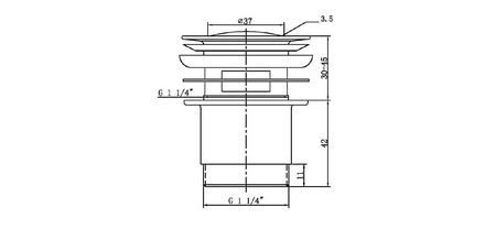 Odpływ umywalkowy 5/4“, klik- klak, mały korek, 30-45mm, chrom