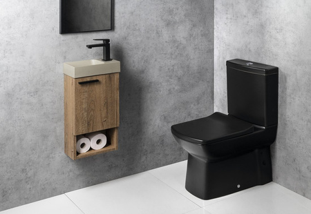 PICCOLINO umywalka betonowa, 30,8x17cm, bateria z prawej strony, piaskowy mat