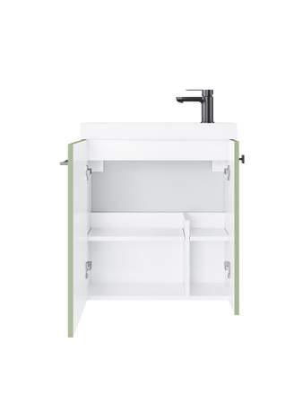 Szafka łazienkowa wisząca z umywalką 55 cm szałwia mat uchwyt czarny mat NOOK 010-SU55-08+TR41366