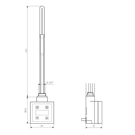 KTX grzałka elektryczna z termostatem, 400 W, czarny mat