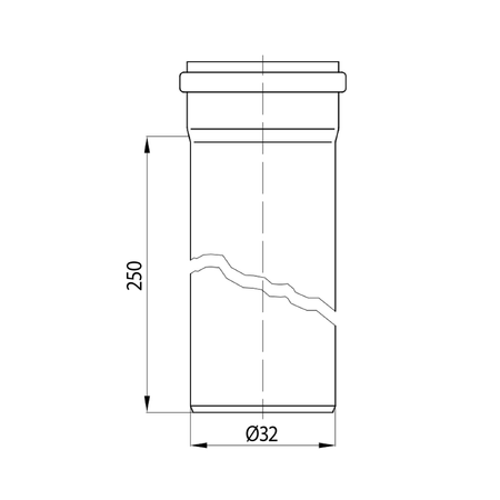 Rura przedłużająca syfon DN32/250mm, bílá