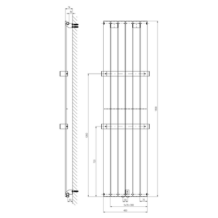 COLONNA grzejnik 450x1800 mm, srebro metalik