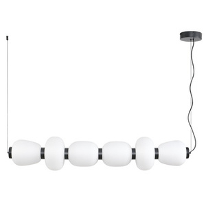 Lampa wisząca BRILLA-6, 125 cm - LED, czarny stelaż, nieregularne białe kule