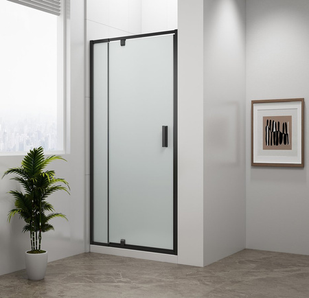 EASY BLACK drzwi prysznicowe obrotowe 760-900mm, szkło Brick