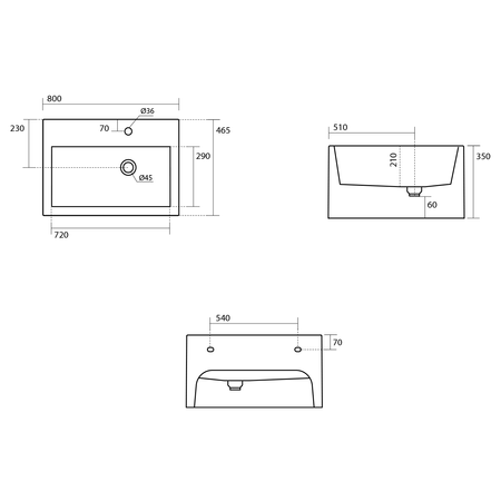 KANAAL umywalka ceramiczna 80x46,5cm, verde mat