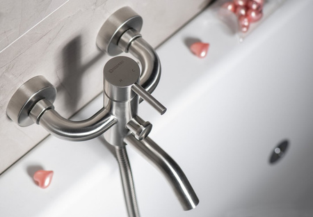 MINIMAL bateria wannowa ścienna, stal nierdzewna mat