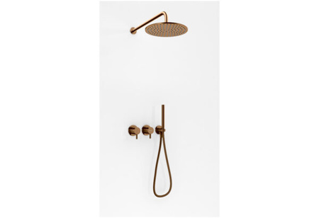 Axel Brushed Copper zestaw prysznicowy z deszczownicą 30cm i słuchawką