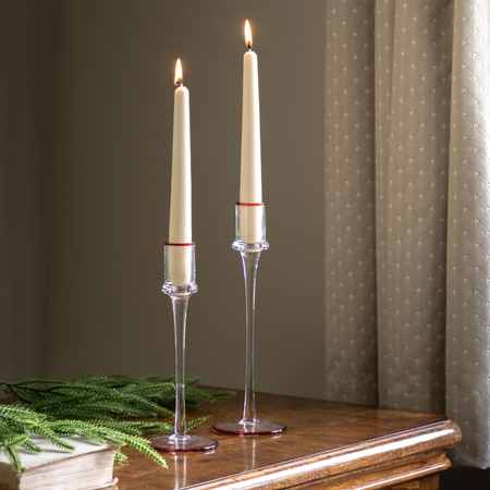 Red Rim Glass Candle Stick Set of 2 72x72x22mm