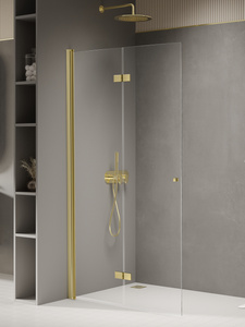 NZ2 Kabina prysznicowa NEW SOLEO GOLD SHINE walk-in L 70x195 szkło czyste 6mm Active Shield 2.0