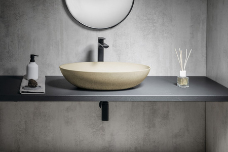 FORMIGO umywalka betonowa nablatowa, 60x40cm, żółty mat