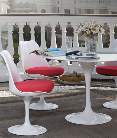 Stół TULIP MARBLE 90 CARRARA biały -      marmur, metal