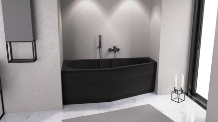 TIGRA L wanna asymetryczna 170x80x46cm, lewa, czarny mat