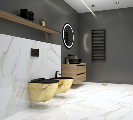 Miska wisząca WC z Deską Sofi Slim Gold/Black