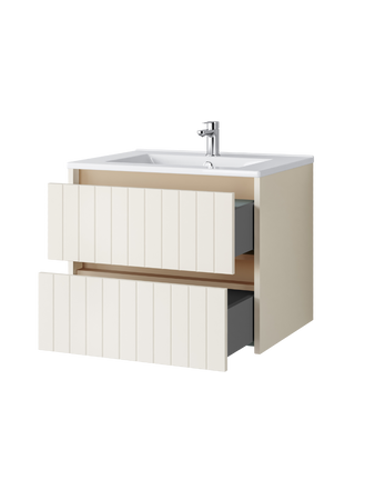 Szafka łazienkowa wisząca z umywalką 60 cm almond mat MELITO 002-SU60-02+UP4530-600