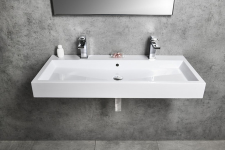 ORINOKO umywalka kompozytowa podwójna 100x42 cm, biały