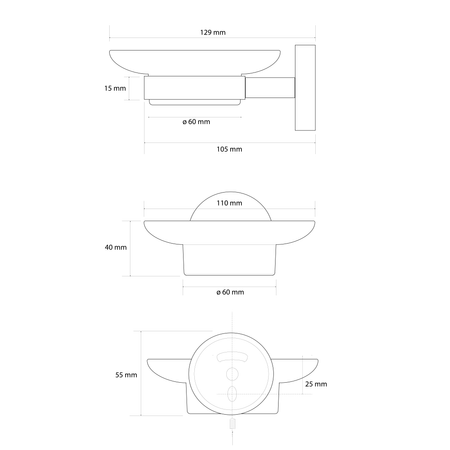 X-ROUND GOLD mydelniczka, szkło mleczne, złoto mat