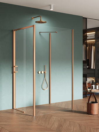 NZ4 Kabina prysznicowa PRIME COPPER BRUSHED 1D prostokątna przyścienna P 120x110x200 szkło czyste 6mm Active Shield 2.0