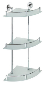 X-ROUND E półka szklana narożna z relingiem 270x660x355mm, chrom