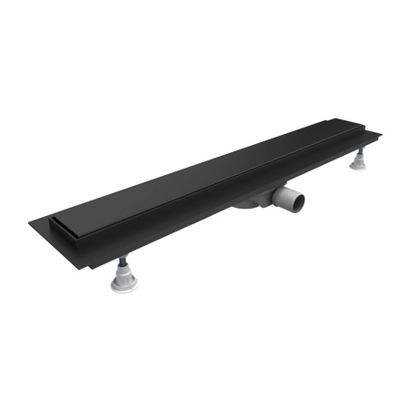 LOWFIX prysznicowy odpływ liniowy z maskownicą pełną, 70 cm, czarny półmat
