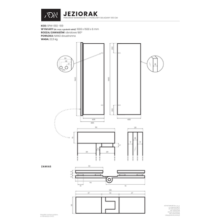 Parawan nawannowy 2-panelowy składany JEZIORAK 100 cm Biały