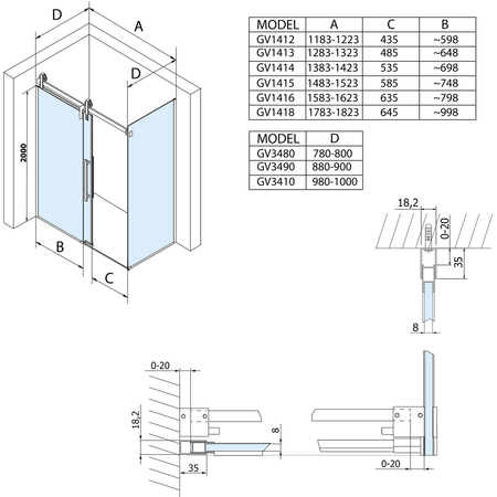 VOLCANO BLACK kabina prysznicowa 1400x900mm wariant L/P