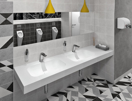 EMICO umywalka podwójna lewa, 220x50 cm, wersja L, Rockstone biały mat