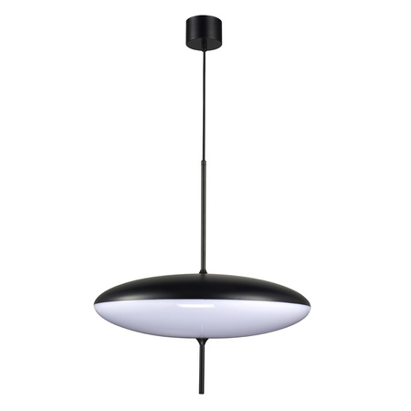 Lampa wisząca PIATTO 50 cm- biało-czarna, eliptyczny klosz