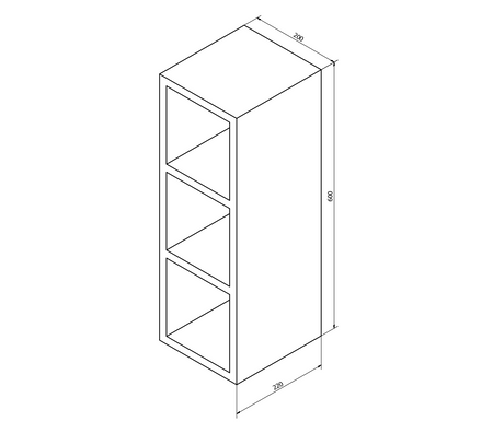 ESPACE szafka otwarta z półkami 20x60x22cm, sosna rustyk