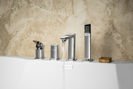 TURSI bateria na brzeg wanny, czteroelementowa, chrom