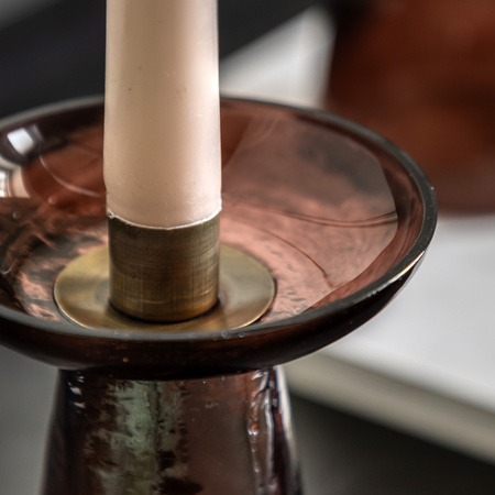 Denia Glass Candle Holder Smoke Set of 2