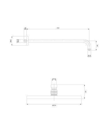 SLIMLINE deszczownica z ramieniem, złoty szczotkowany