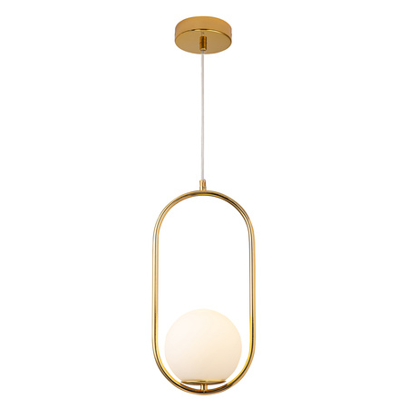 Lampa wisząca COSTA SOLO 40 cm - złoty stelaż, biały klosz