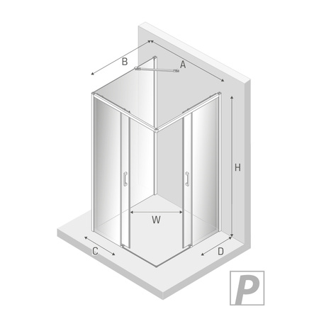 KABINA PRIME PROSTOKĄTNA PRZYŚCIENNA L 80x100x200 CZYSTE 6mm ACTIVE SHIELD