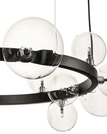 Lampa wisząca Orion 85 cm - 15 szklanych kul, czarna