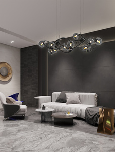 7014-1405 Lampa wisząca podwójna Nancy czarny chrom