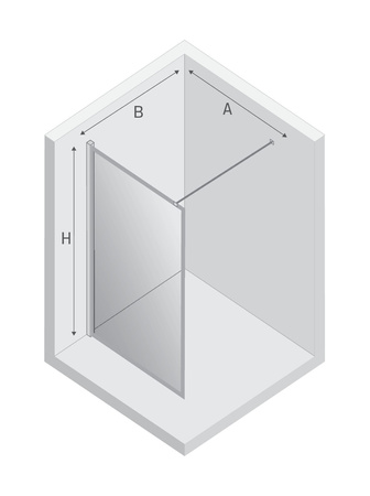 NZ6 Kabina NEW MODUS WHITE walk-in U 100x200 szkło czyste 8mm Active Shield 2.0 - wzór ramka