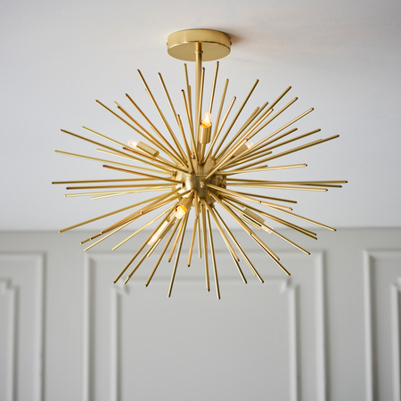 Lampa sufitowa Orta – 6-punktowa, mosiądz, 54 × 54 × 48 cm