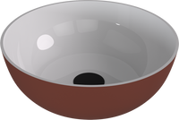 BANERA ROUND umywalka kompozytowa nablatowa, średnica 39cm, biały/brązowy mat