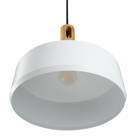 Lampa wisząca NORDIC WOODY biało drewniana 35 cm