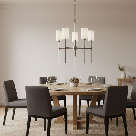 Lampa wisząca DARLING 60 cm - żyrandol czarny połysk z białym abażurem